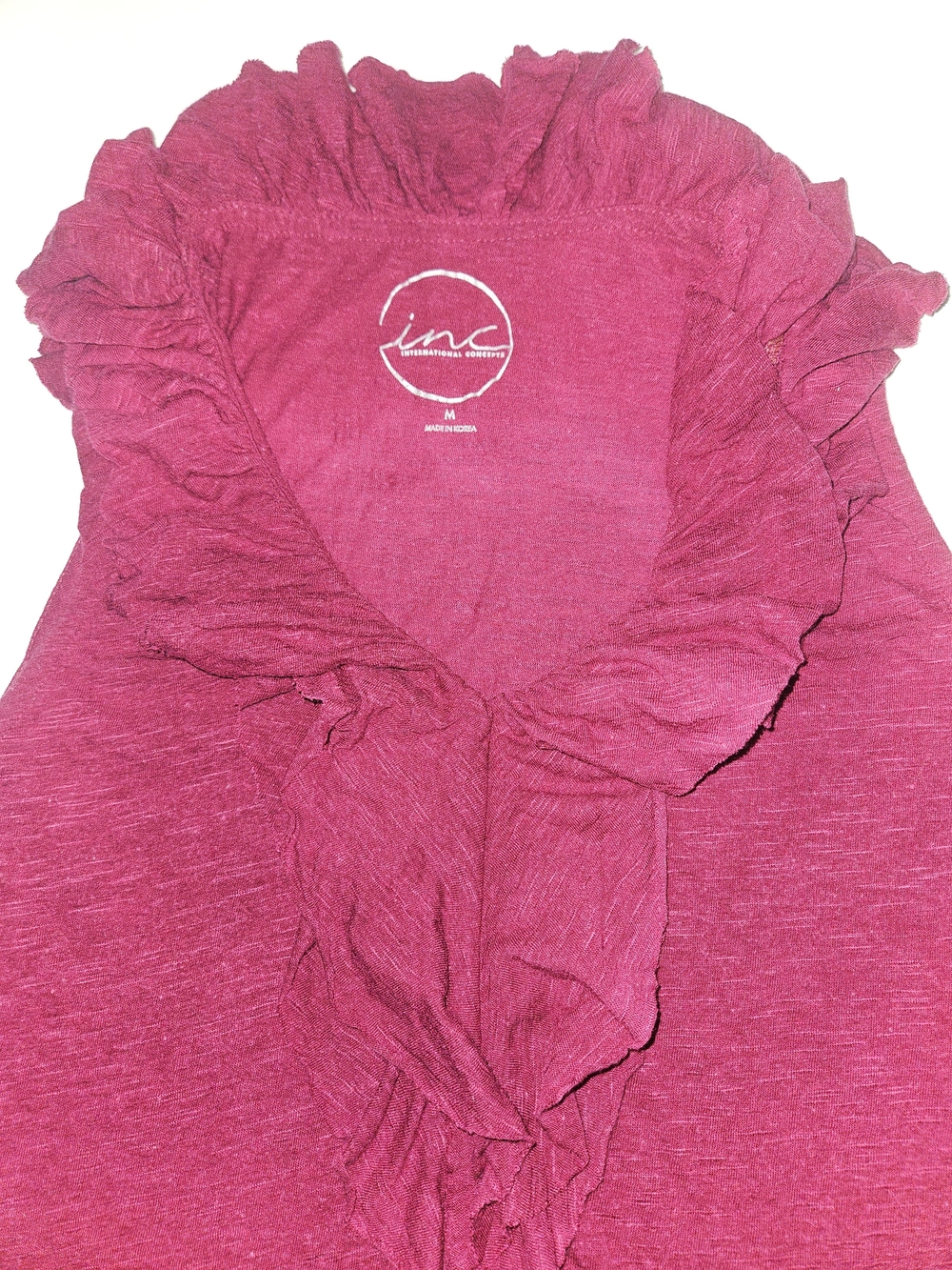 INC International Concepts Sleeveless Ruffle V-Neck Top - Raspberry - Picture 2 of 5